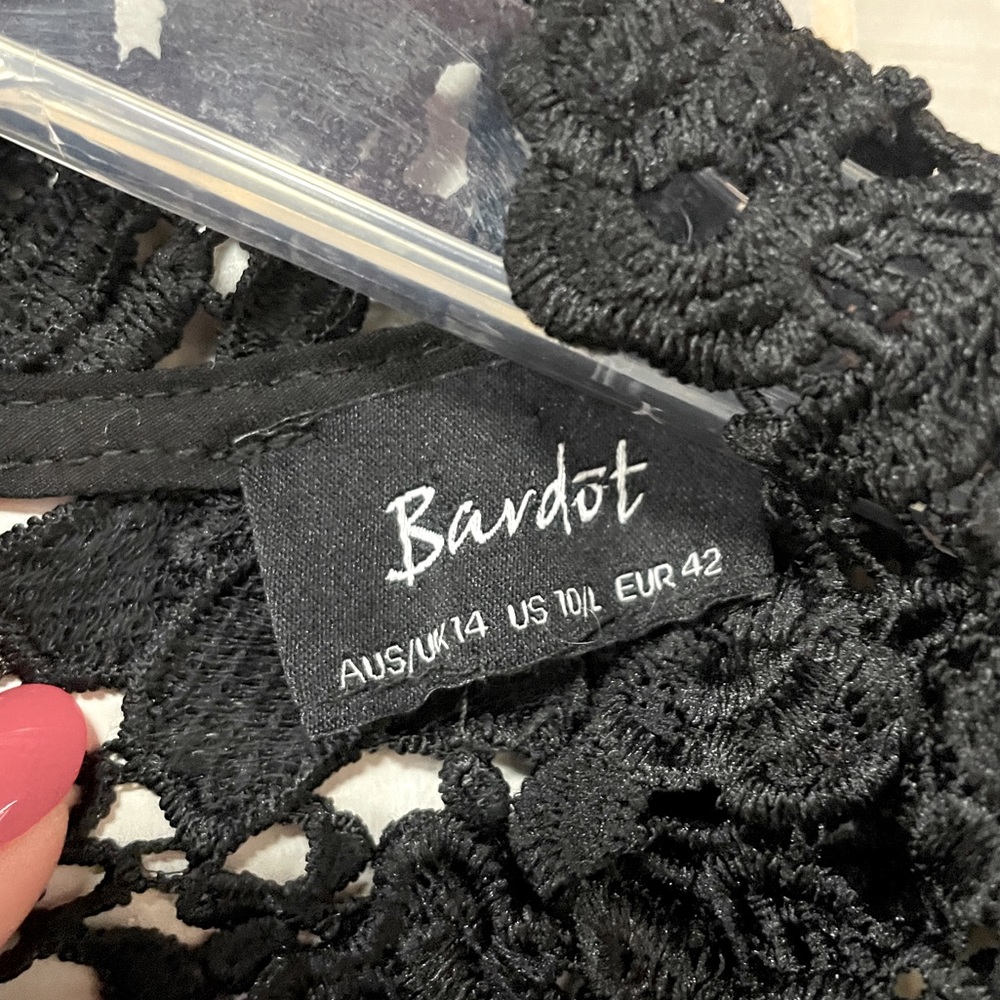 Bardot Black Sheer Lace Overlay Sleeveless High Neck Dress Sz 10 - Picture 3 of 8